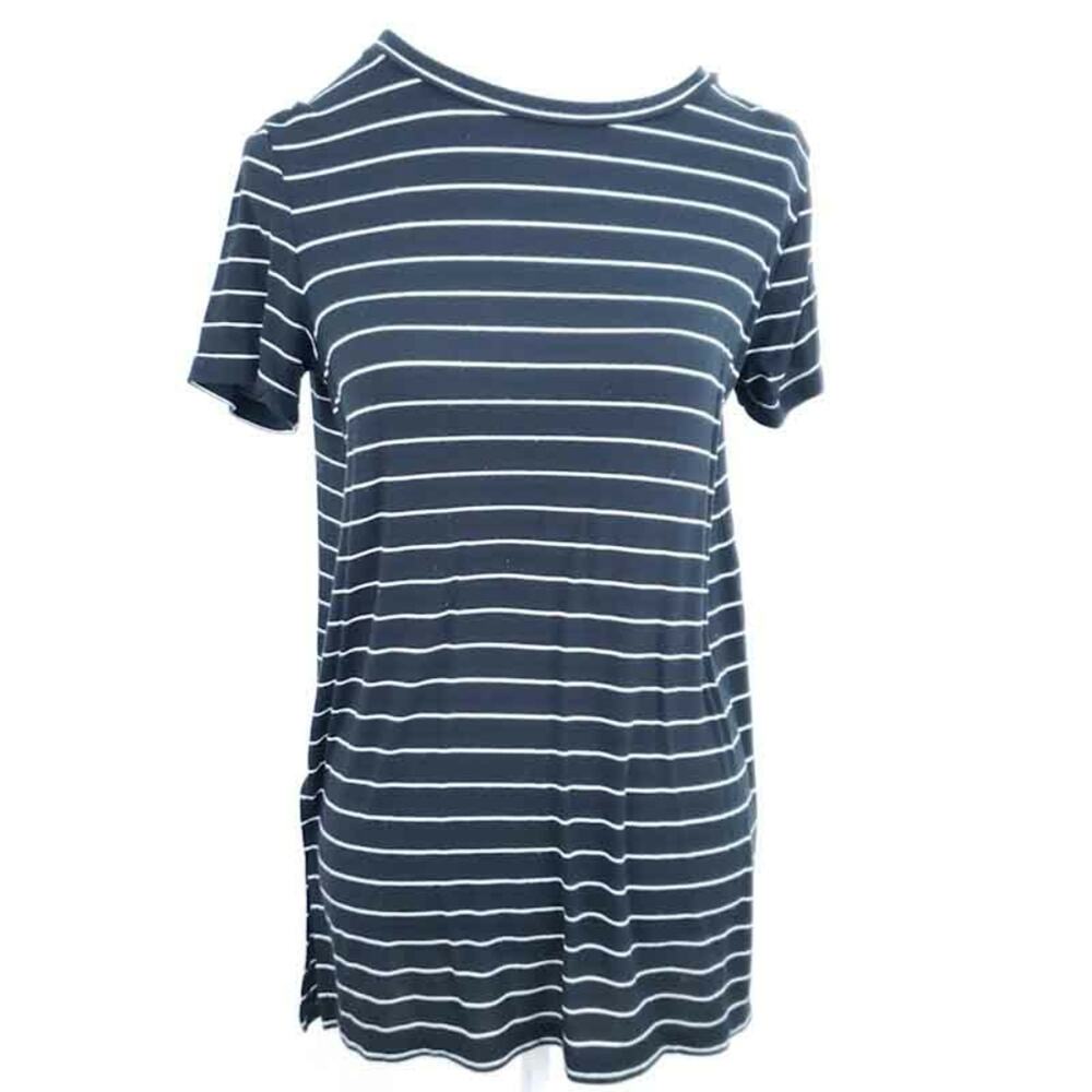 Banana Republic Tunic Top Stripe Black White Small, Modal, Short Sleeve Stretchy